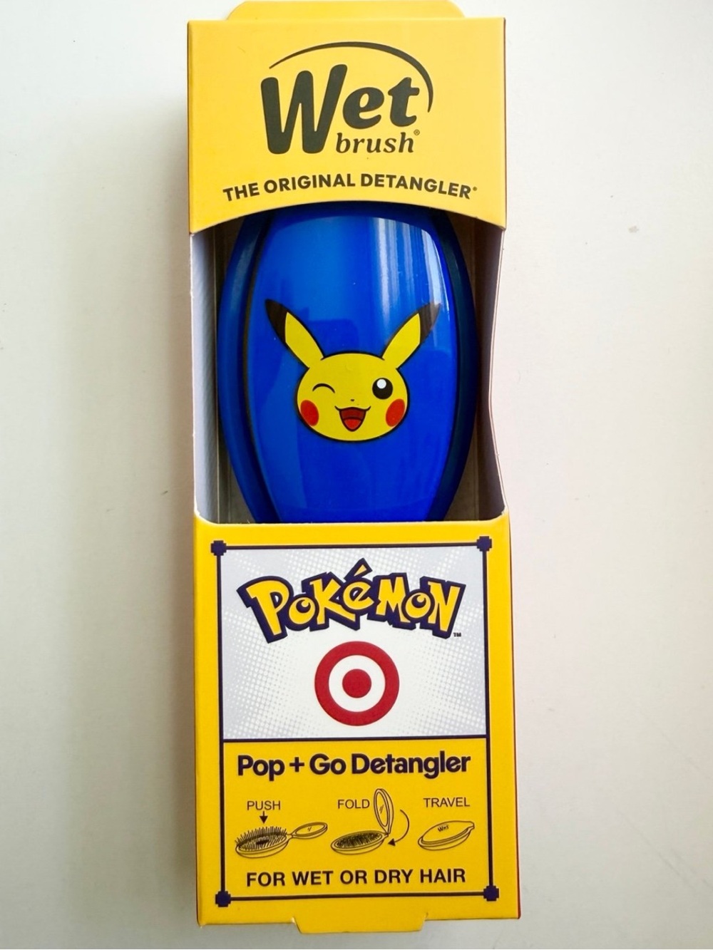 Pokemon Wet Brush Pop + Go Detangler - Blue and Yellow